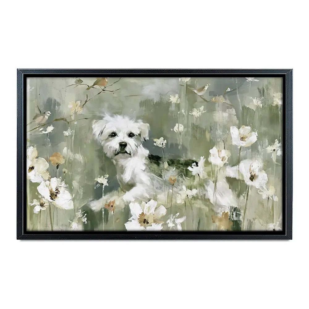 Dog In The Wildflowers Canvas Print Dog In The Wildflowers Canvas Print wall art product Chromatic Storm Studio