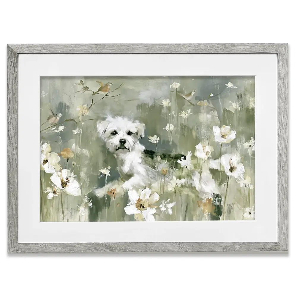 Dog In The Wildflowers Framed Art Print Dog In The Wildflowers Framed Art Print wall art product Chromatic Storm Studio