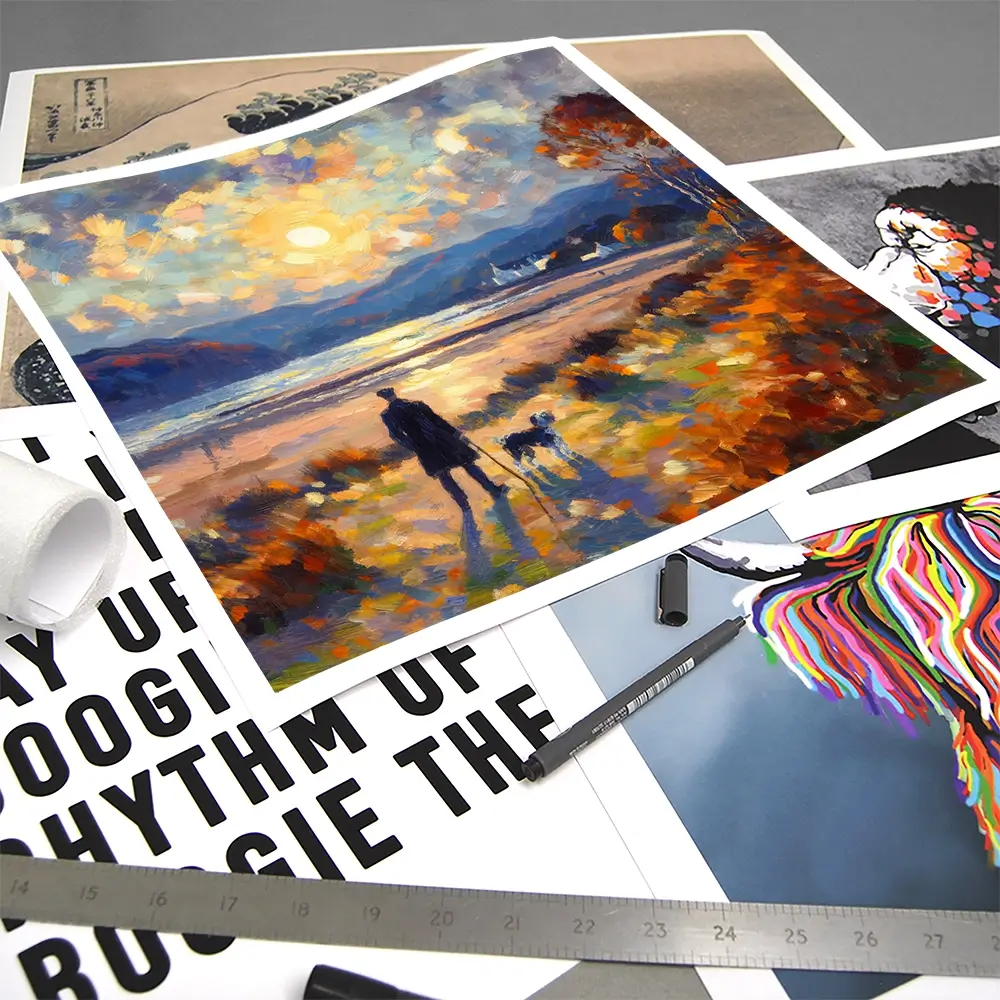 Dog Walker Square Art Print Dog Walker Square Art Print wall art product David Alexander Elder