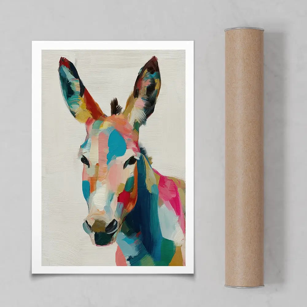 Donkey In Brushstrokes Art Print Donkey In Brushstrokes Art Print wall art product Chromatic Storm Studio