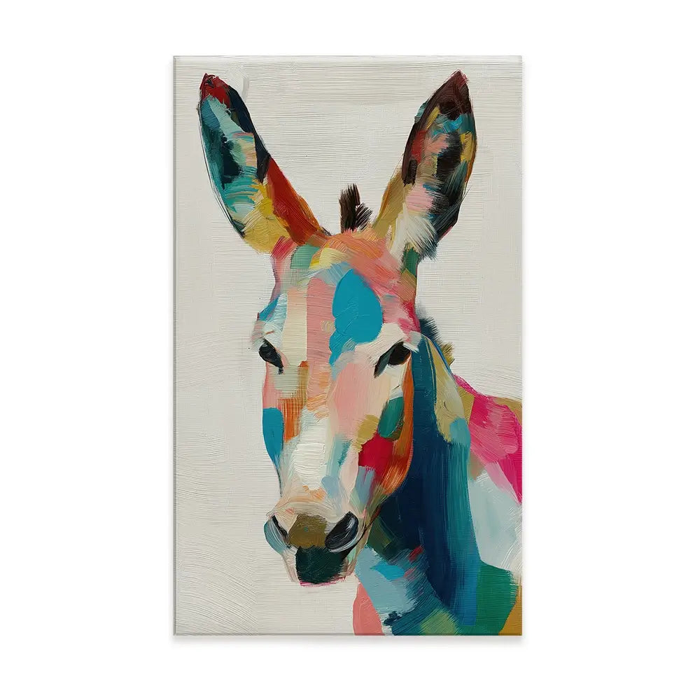 Donkey In Brushstrokes Canvas Print Donkey In Brushstrokes Canvas Print wall art product Chromatic Storm Studio