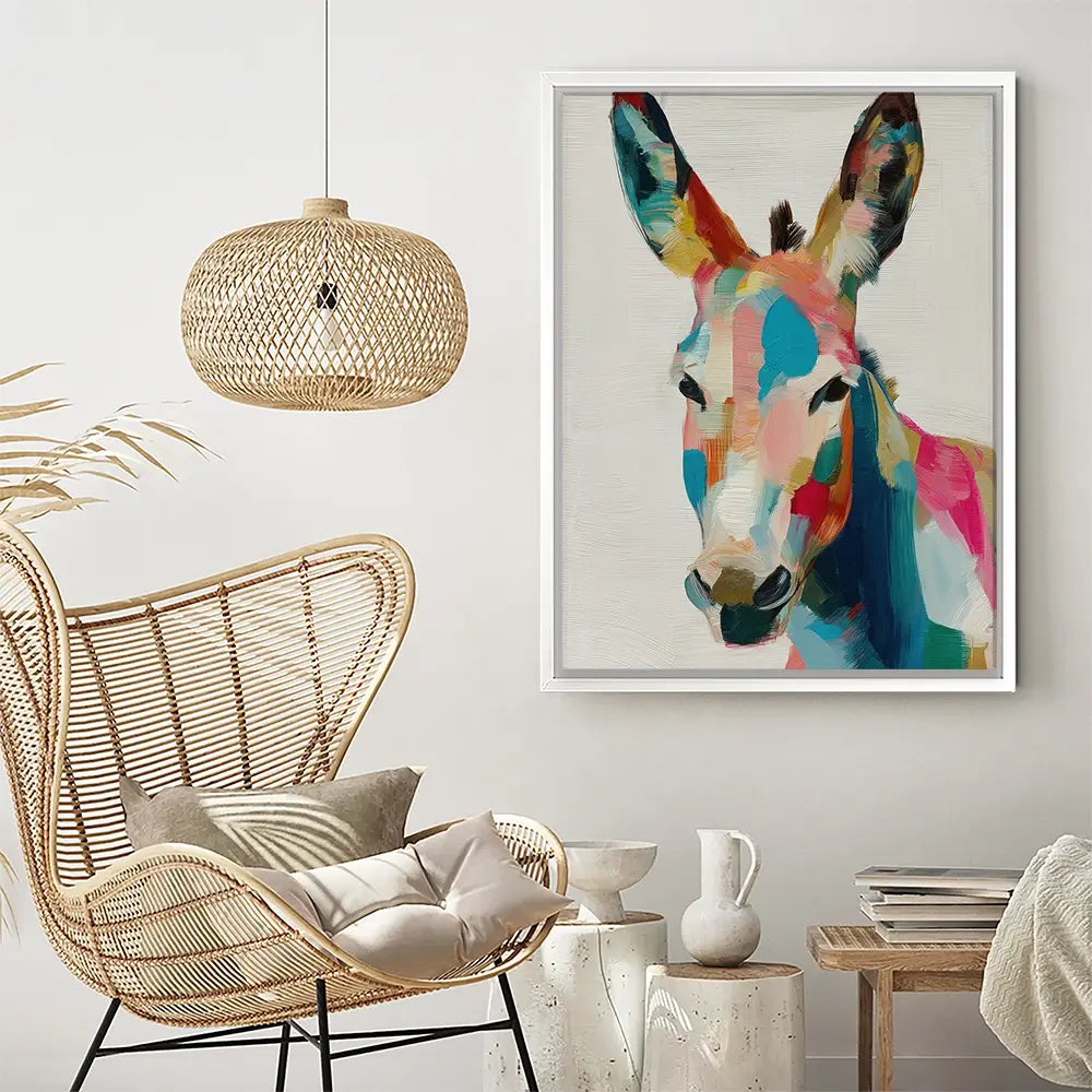 Donkey In Brushstrokes Canvas Print Donkey In Brushstrokes Canvas Print wall art product Chromatic Storm Studio