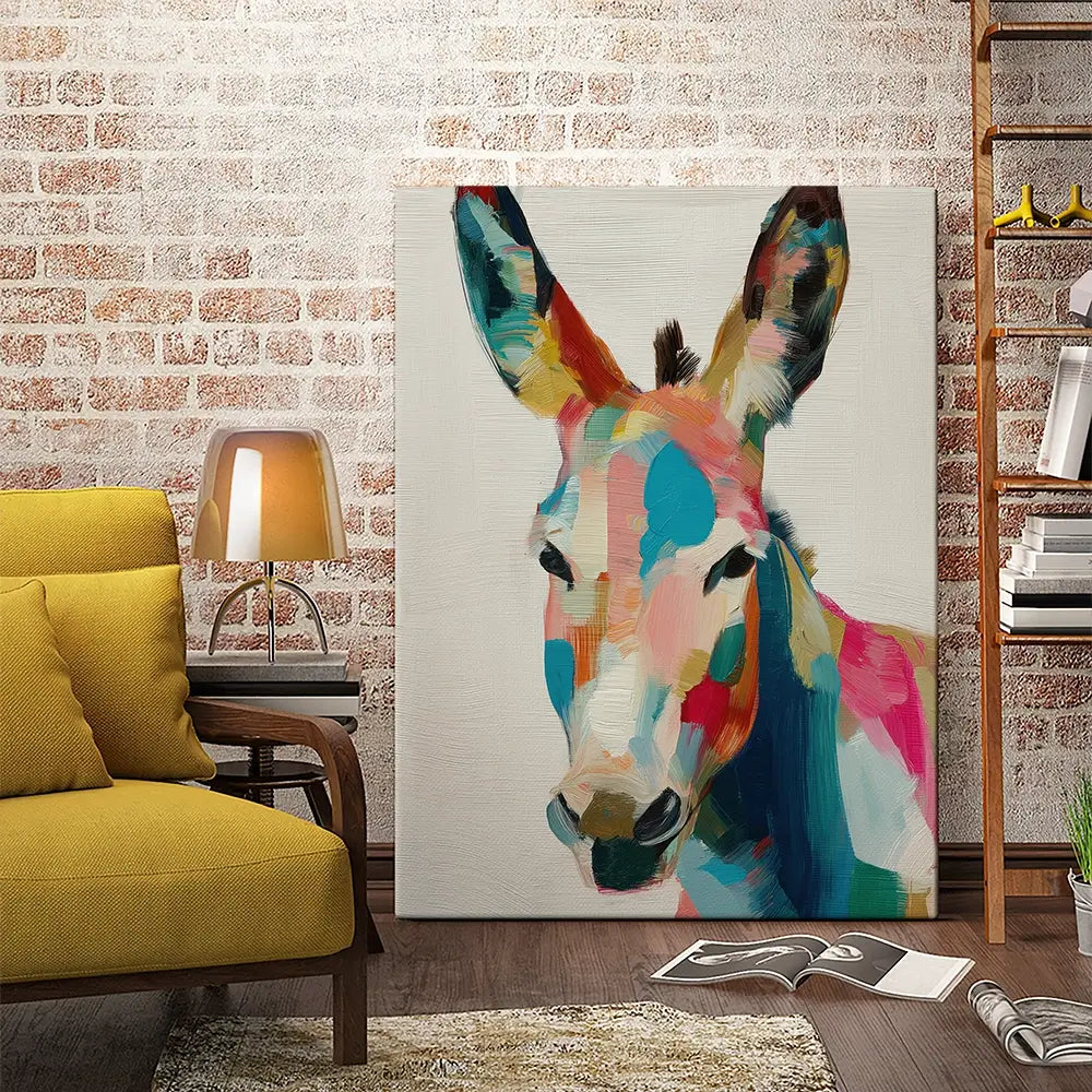 Donkey In Brushstrokes Canvas Print Donkey In Brushstrokes Canvas Print wall art product Chromatic Storm Studio