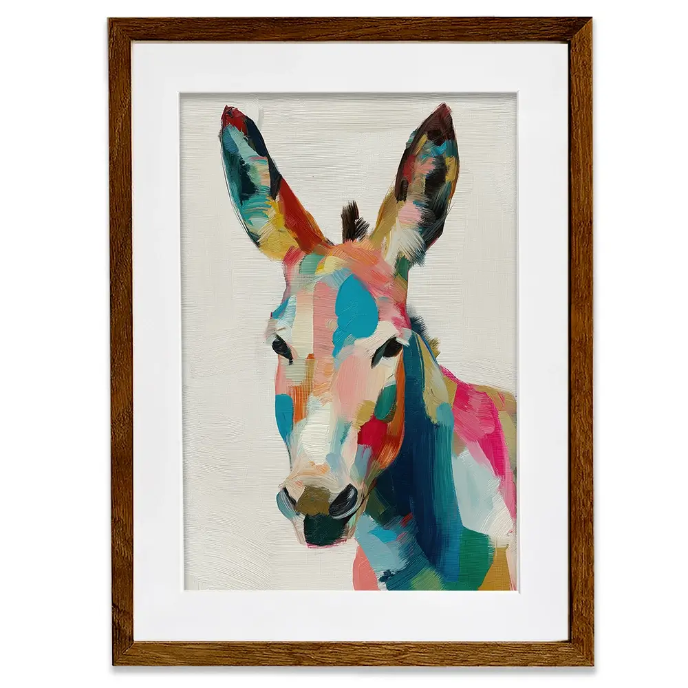 Donkey In Brushstrokes Framed Art Print Donkey In Brushstrokes Framed Art Print wall art product Chromatic Storm Studio
