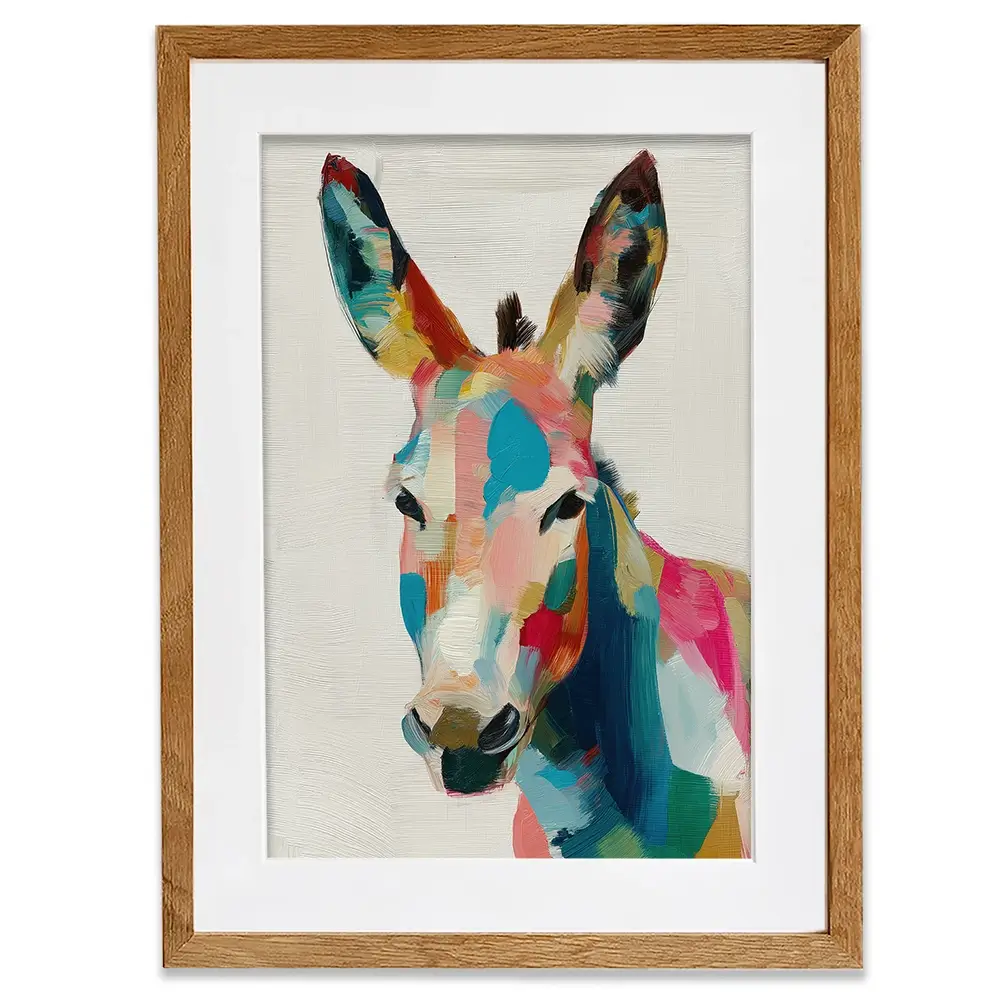 Donkey In Brushstrokes Framed Art Print Donkey In Brushstrokes Framed Art Print wall art product Chromatic Storm Studio