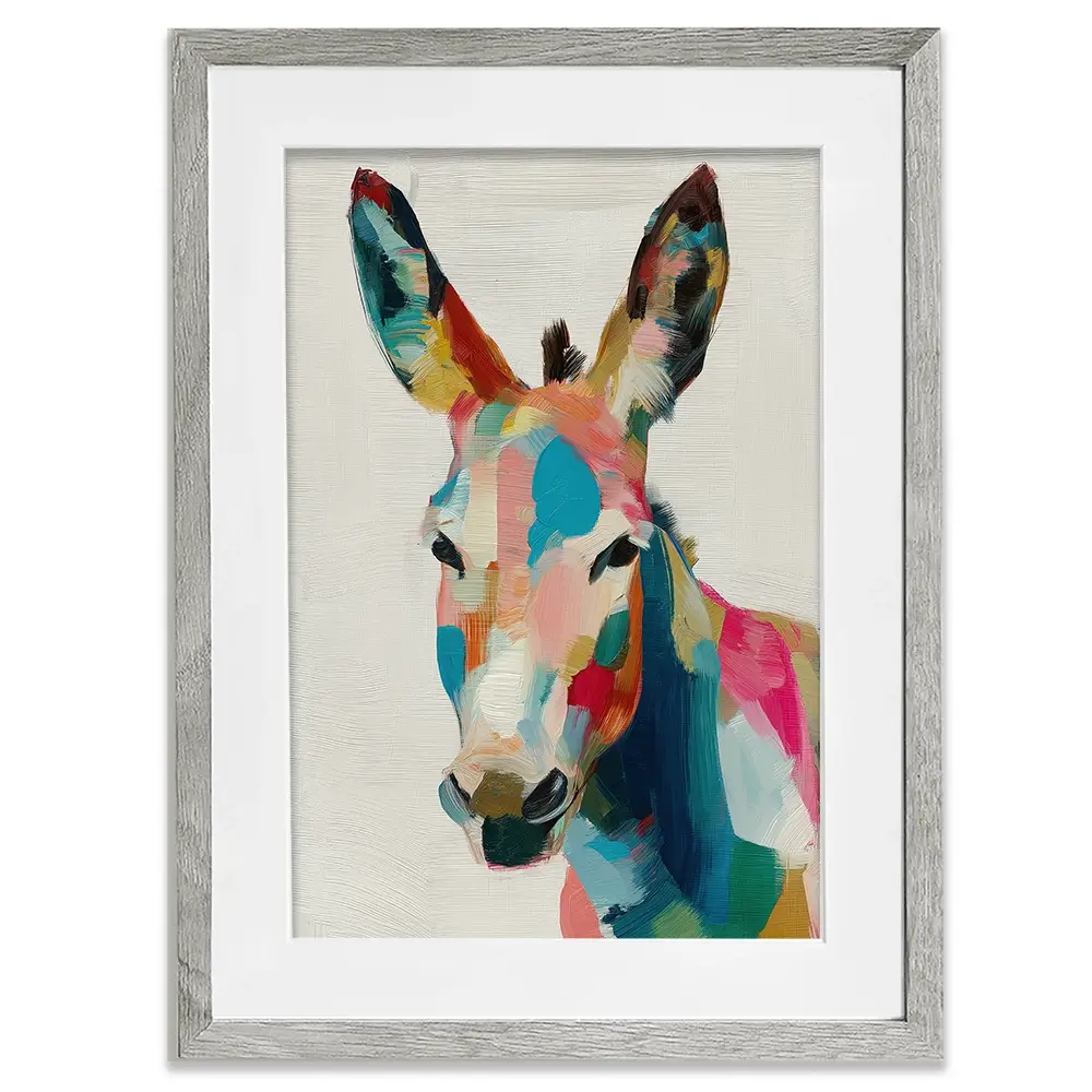 Donkey In Brushstrokes Framed Art Print Donkey In Brushstrokes Framed Art Print wall art product Chromatic Storm Studio