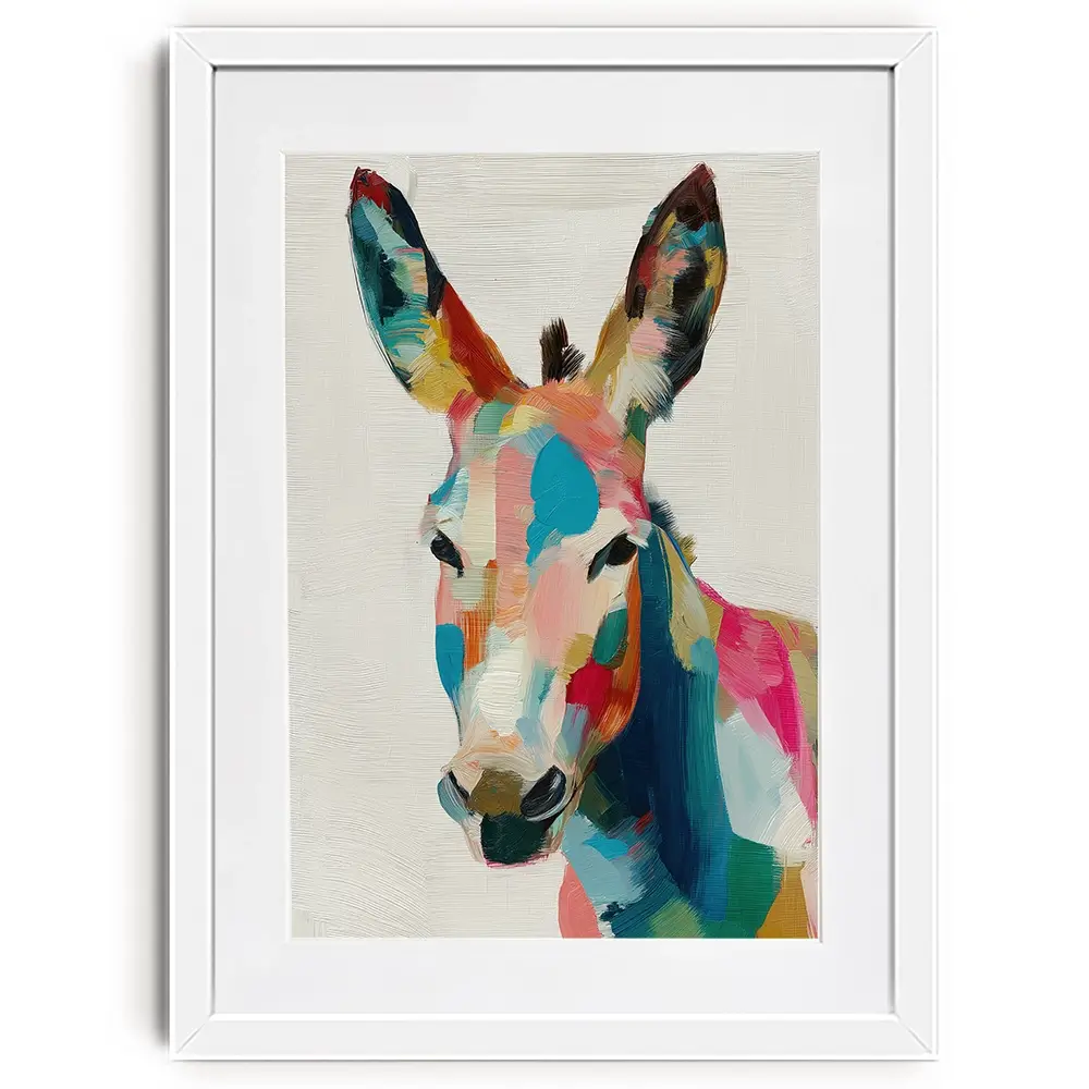 Donkey In Brushstrokes Framed Art Print Donkey In Brushstrokes Framed Art Print wall art product Chromatic Storm Studio
