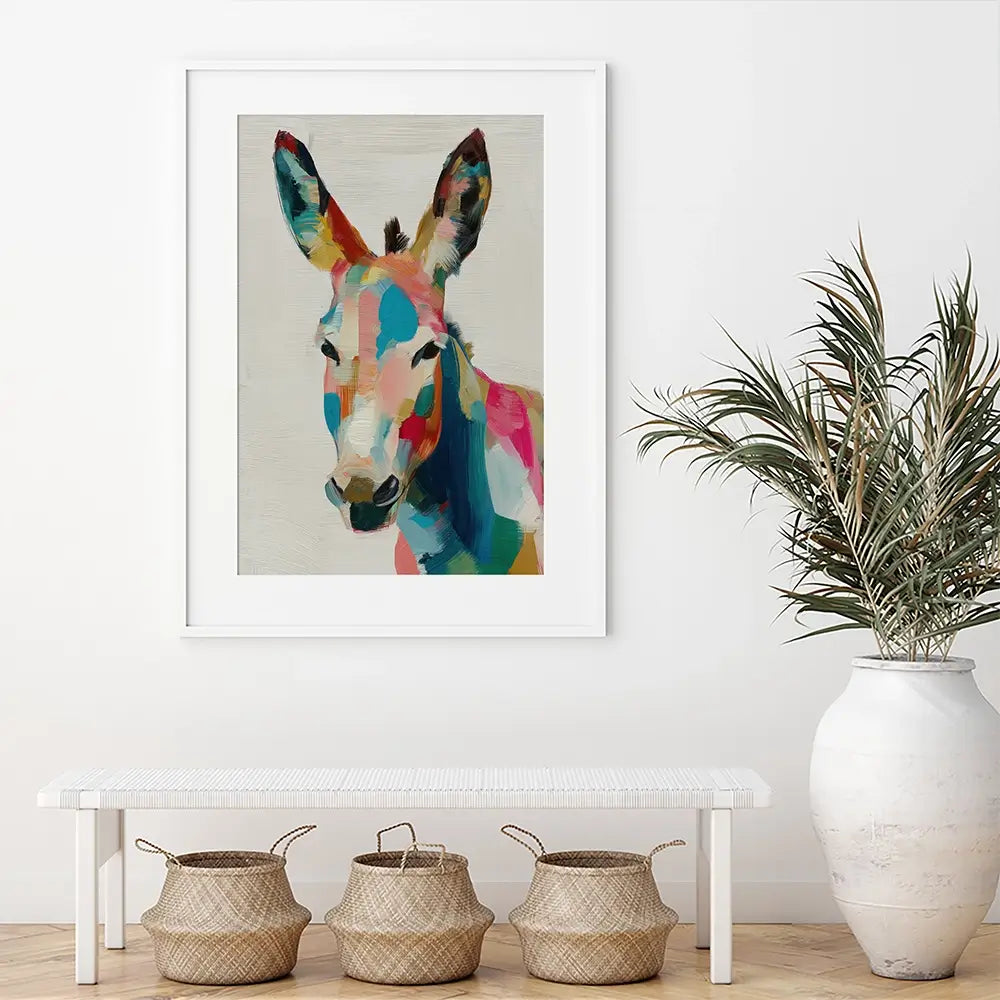 Donkey In Brushstrokes Framed Art Print Donkey In Brushstrokes Framed Art Print wall art product Chromatic Storm Studio