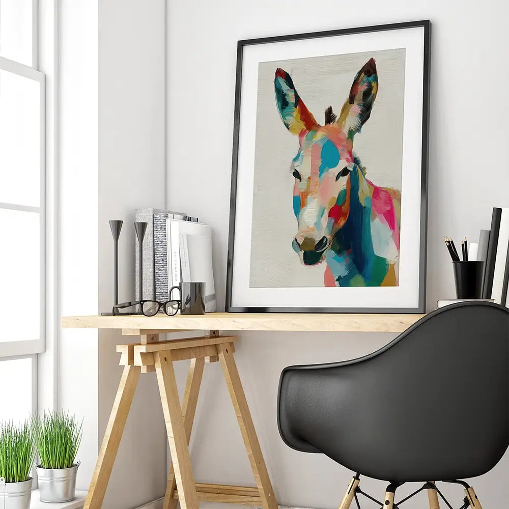 Donkey In Brushstrokes Framed Art Print Donkey In Brushstrokes Framed Art Print wall art product Chromatic Storm Studio