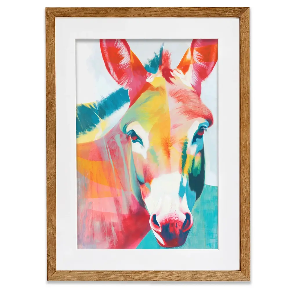 Donkey In Colours Framed Art Print Donkey In Colours Framed Art Print wall art product Chromatic Storm Studio