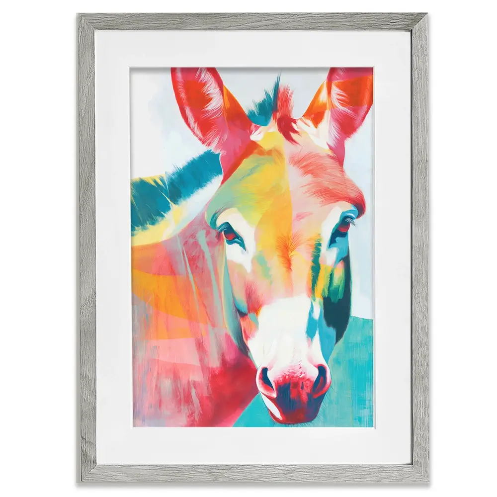 Donkey In Colours Framed Art Print Donkey In Colours Framed Art Print wall art product Chromatic Storm Studio