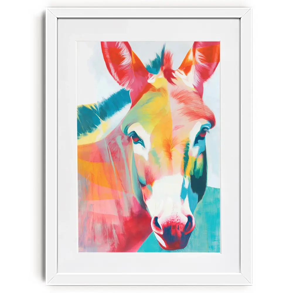 Donkey In Colours Framed Art Print Donkey In Colours Framed Art Print wall art product Chromatic Storm Studio