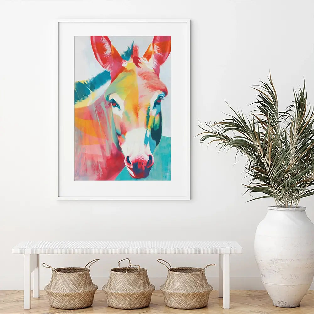 Donkey In Colours Framed Art Print Donkey In Colours Framed Art Print wall art product Chromatic Storm Studio