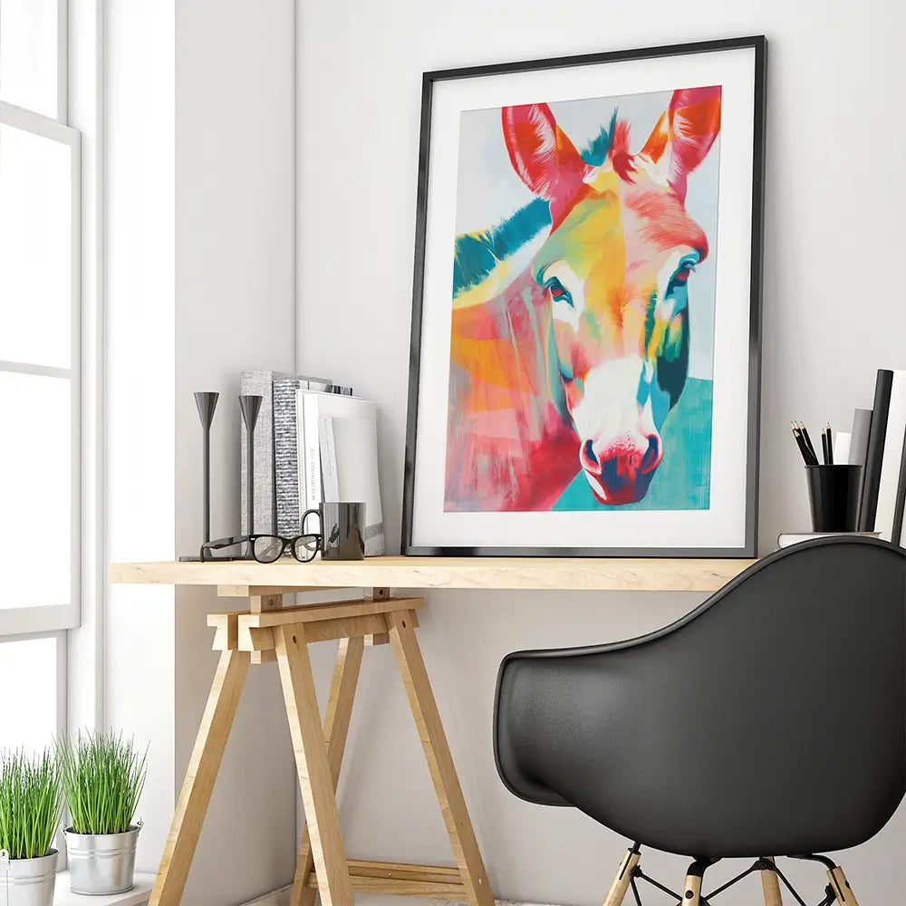 Donkey In Colours Framed Art Print Donkey In Colours Framed Art Print wall art product Chromatic Storm Studio
