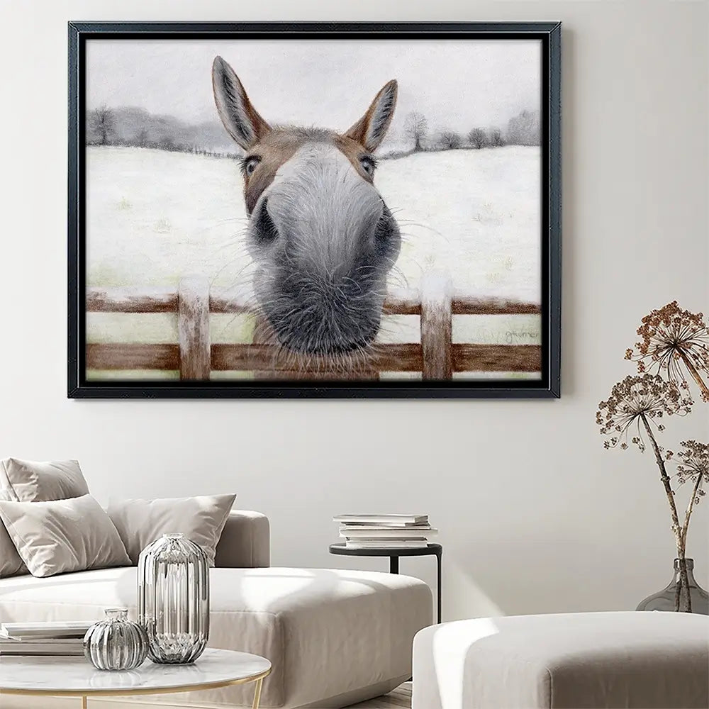 Donkey Over The Fence Canvas Print Donkey Over The Fence Canvas Print wall art product Georgie Turner