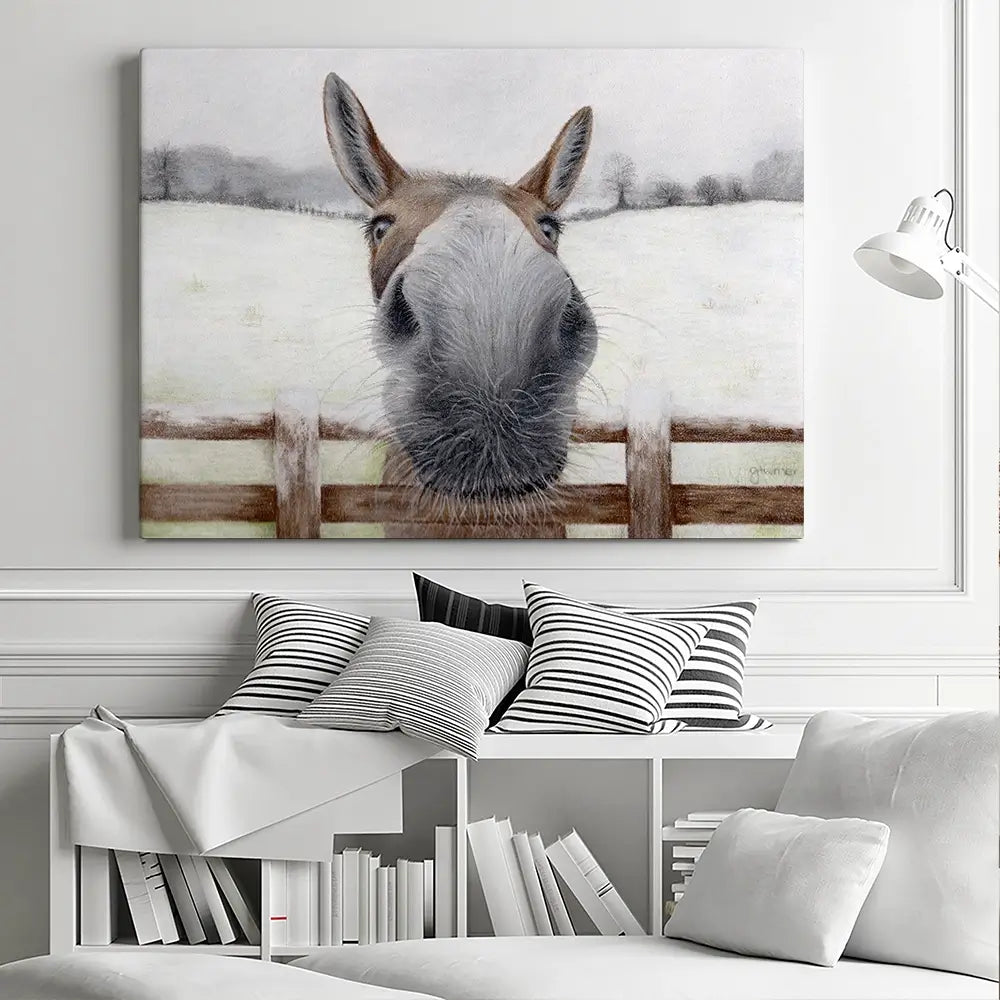 Donkey Over The Fence Canvas Print Donkey Over The Fence Canvas Print wall art product Georgie Turner