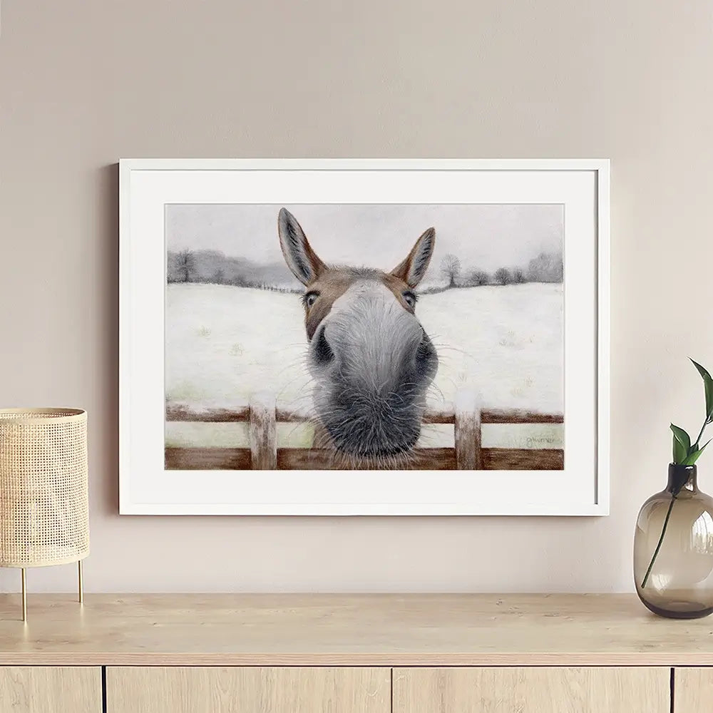 Donkey Over The Fence Framed Art Print Donkey Over The Fence Framed Art Print wall art product Georgie Turner