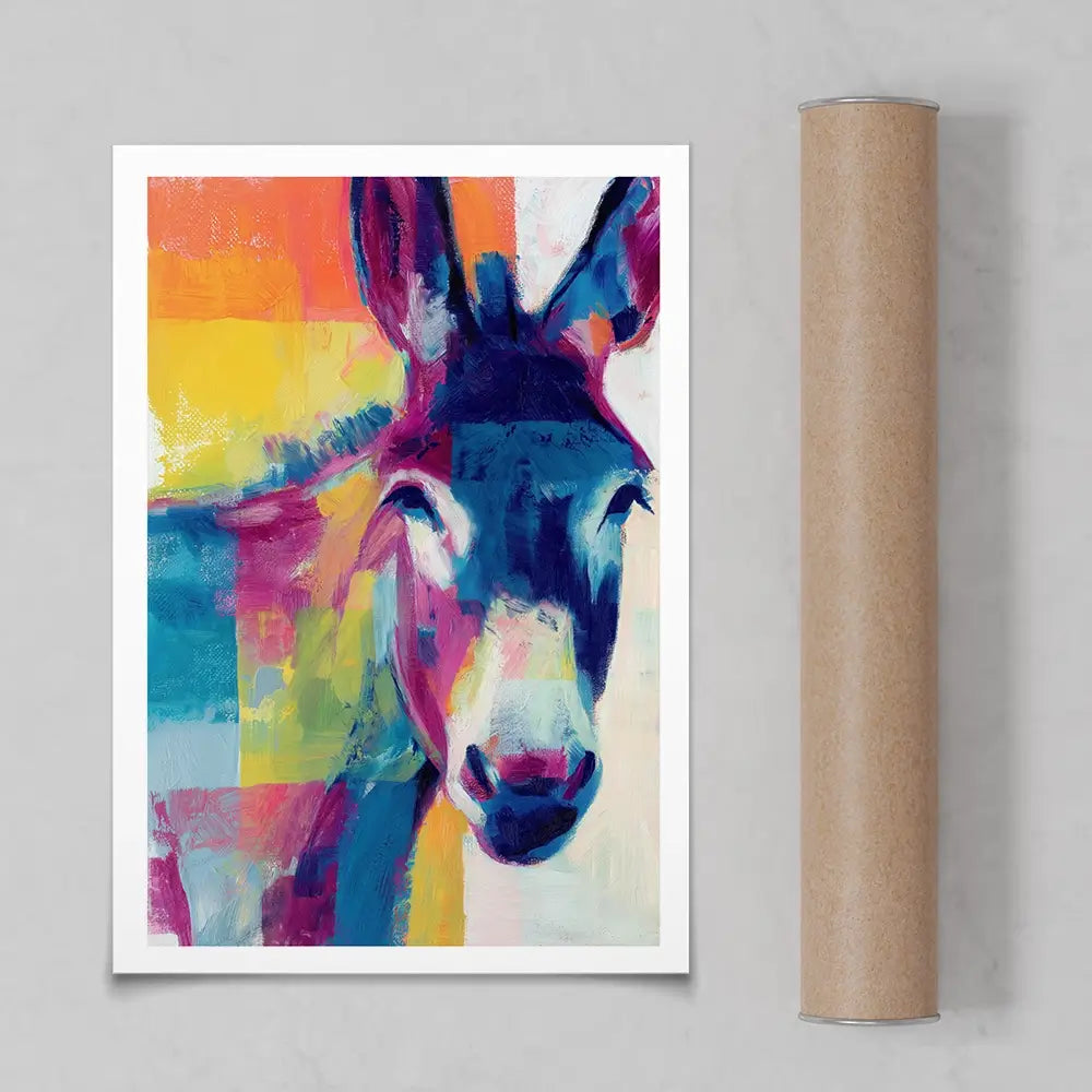 Donkey With Colour Blocks Art Print Donkey With Colour Blocks Art Print wall art product Chromatic Storm Studio