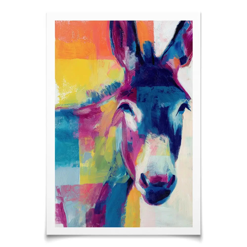 Donkey With Colour Blocks Art Print Donkey With Colour Blocks Art Print wall art product Chromatic Storm Studio