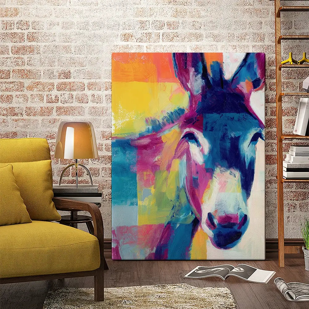 Donkey With Colour Blocks Canvas Print Donkey With Colour Blocks Canvas Print wall art product Chromatic Storm Studio