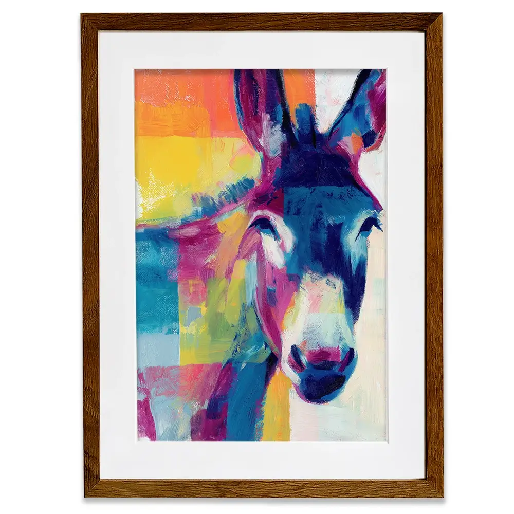 Donkey With Colour Blocks Framed Art Print Donkey With Colour Blocks Framed Art Print wall art product Chromatic Storm Studio