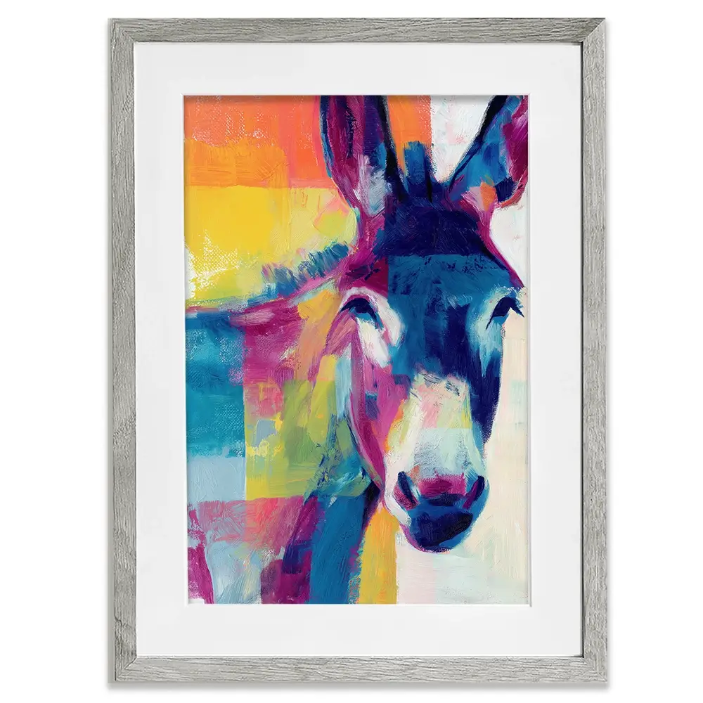 Donkey With Colour Blocks Framed Art Print Donkey With Colour Blocks Framed Art Print wall art product Chromatic Storm Studio