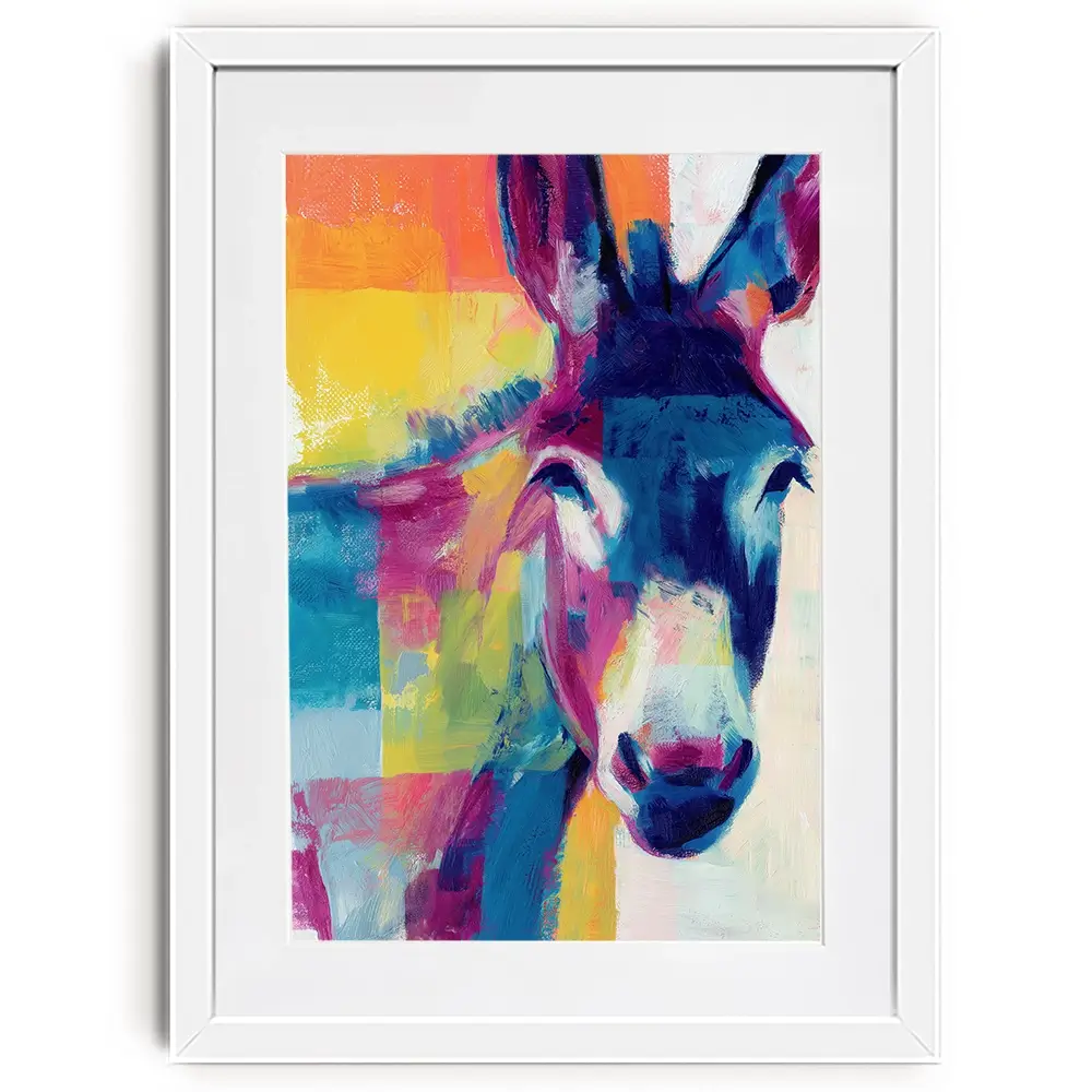Donkey With Colour Blocks Framed Art Print Donkey With Colour Blocks Framed Art Print wall art product Chromatic Storm Studio