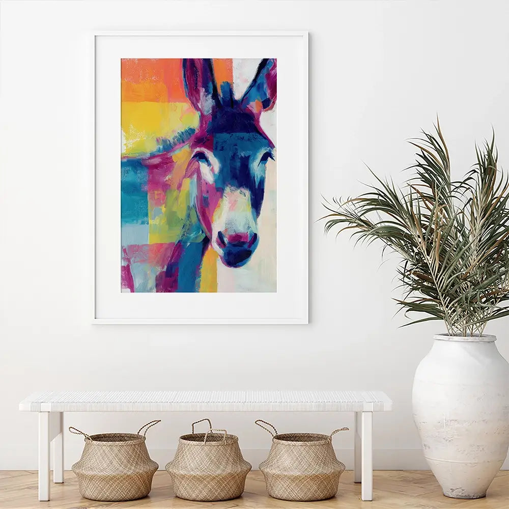 Donkey With Colour Blocks Framed Art Print Donkey With Colour Blocks Framed Art Print wall art product Chromatic Storm Studio