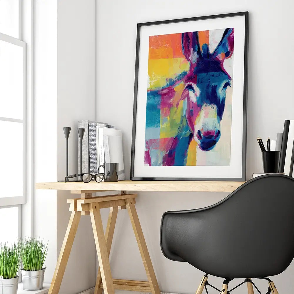 Donkey With Colour Blocks Framed Art Print Donkey With Colour Blocks Framed Art Print wall art product Chromatic Storm Studio