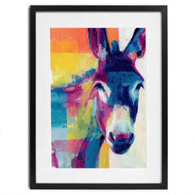 Donkey With Colour Blocks Framed Art Print Donkey With Colour Blocks Framed Art Print wall art product Chromatic Storm Studio