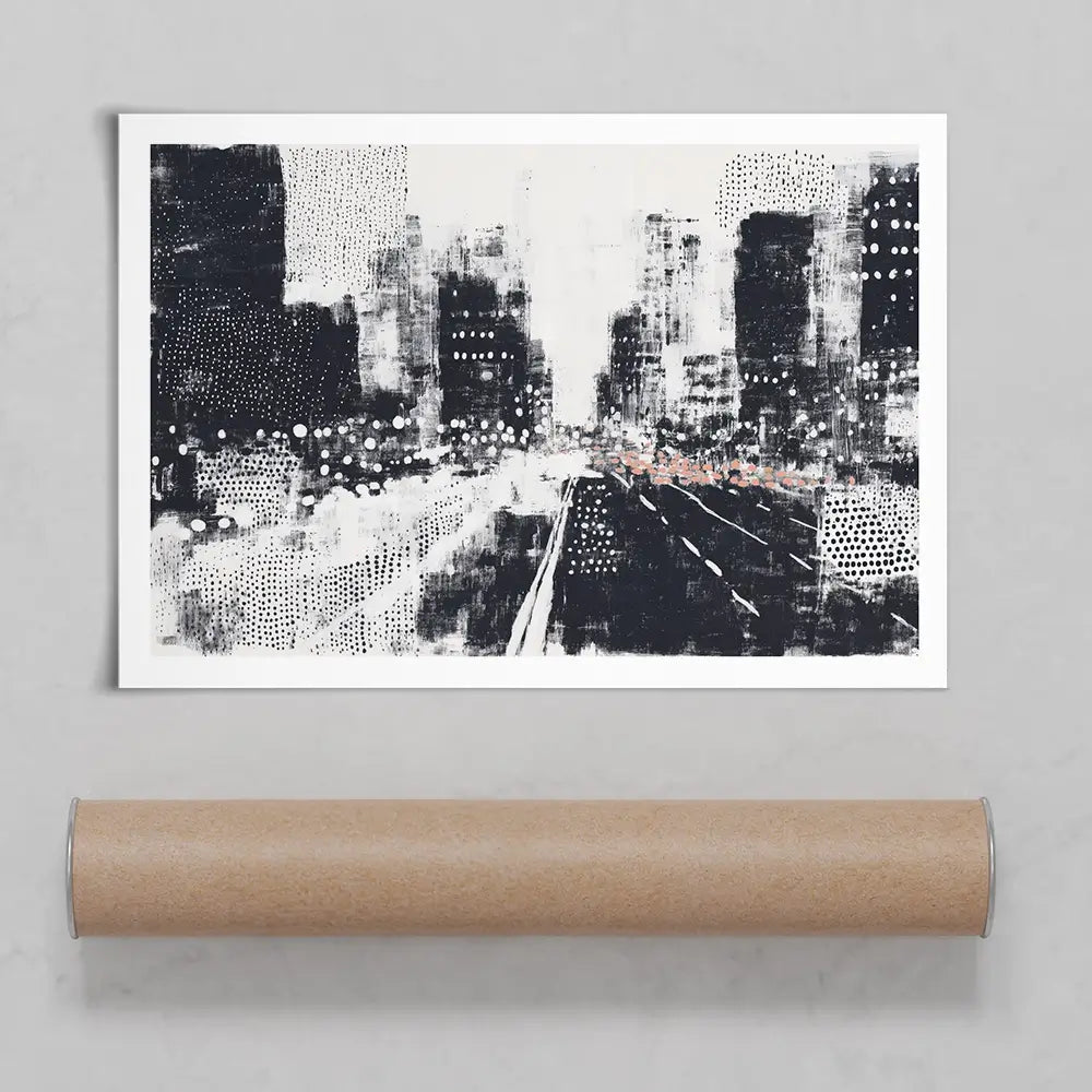 Dotted Night Road Art Print Dotted Night Road Art Print wall art product Chromatic Storm Studio