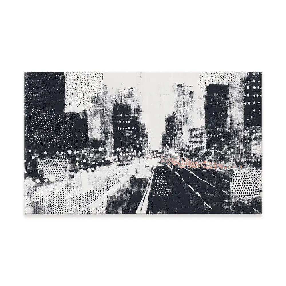 Dotted Night Road Canvas Print Dotted Night Road Canvas Print wall art product Chromatic Storm Studio