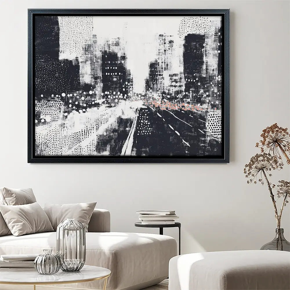 Dotted Night Road Canvas Print Dotted Night Road Canvas Print wall art product Chromatic Storm Studio