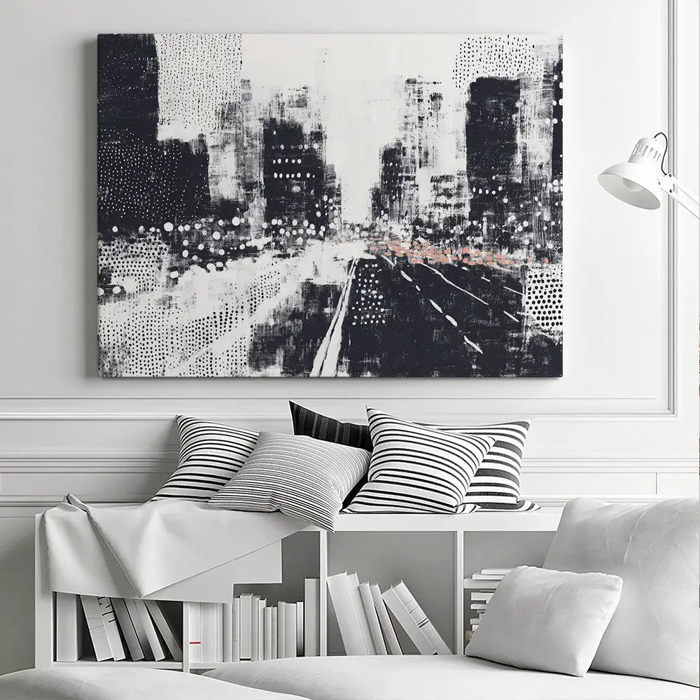 Dotted Night Road Canvas Print Dotted Night Road Canvas Print wall art product Chromatic Storm Studio