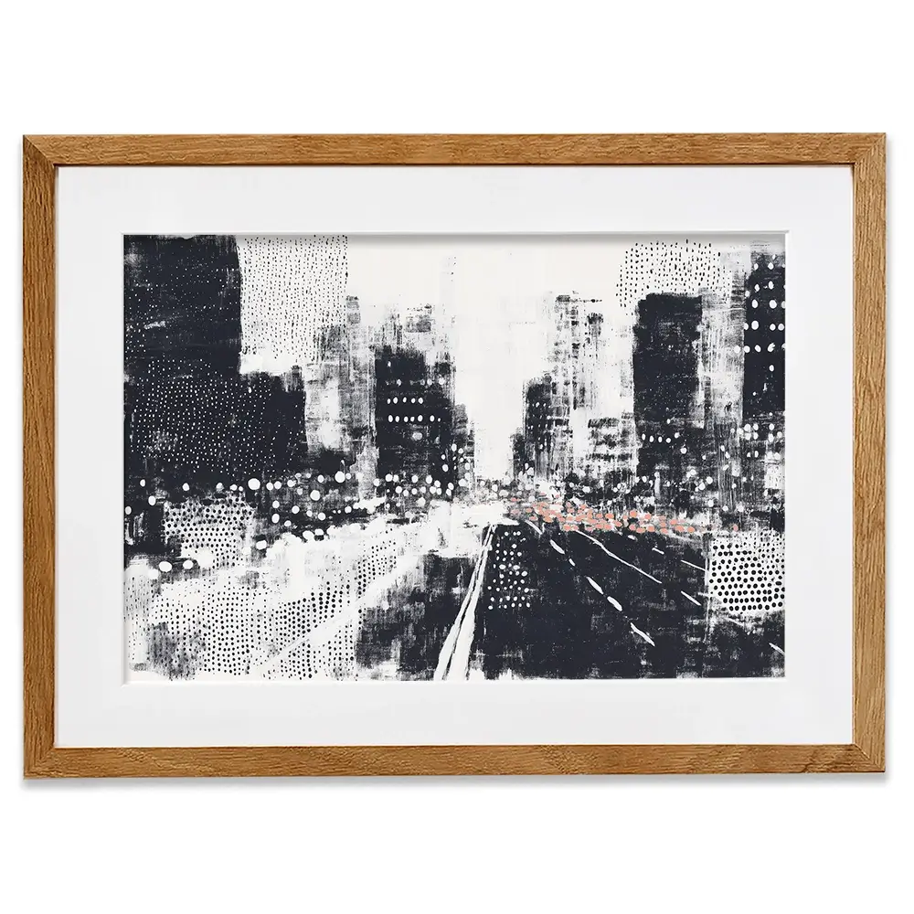 Dotted Night Road Framed Art Print Dotted Night Road Framed Art Print wall art product Chromatic Storm Studio