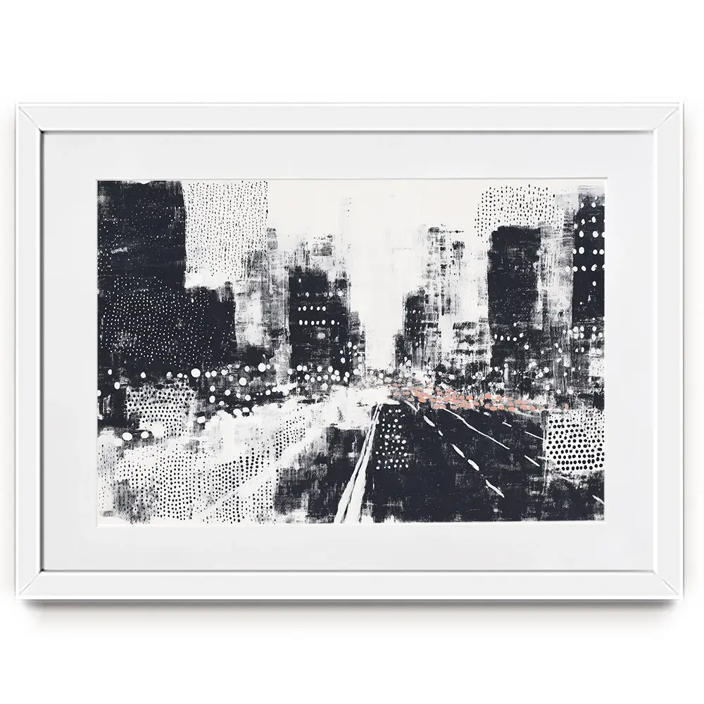 Dotted Night Road Framed Art Print Dotted Night Road Framed Art Print wall art product Chromatic Storm Studio