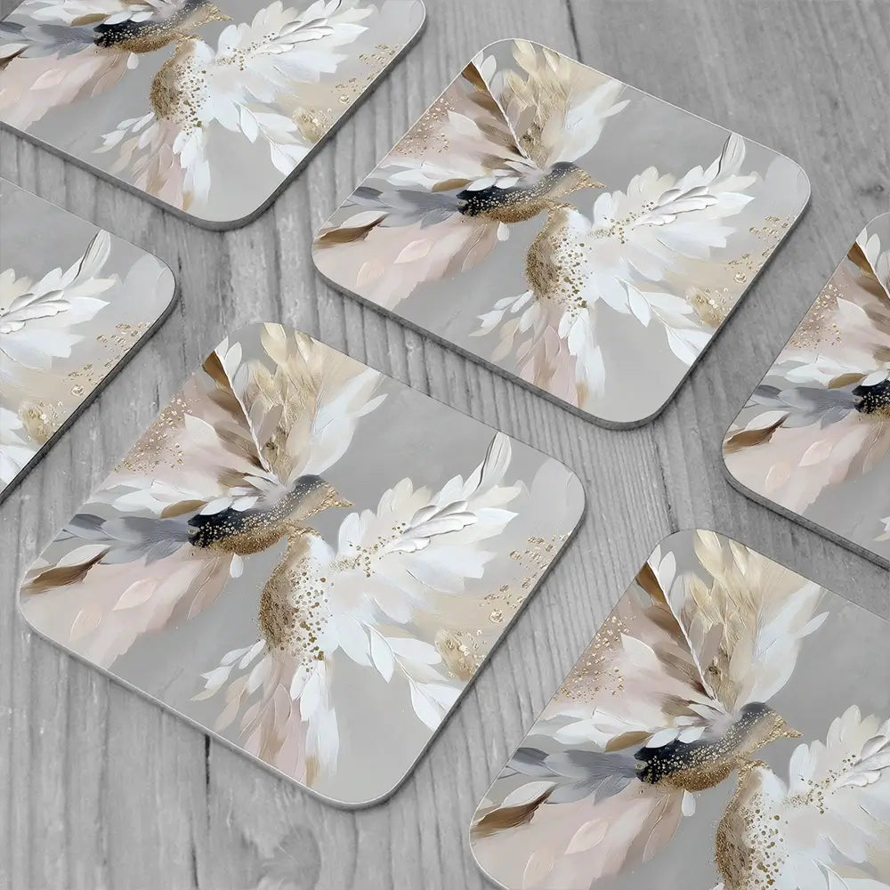 Doves In Bloom Coaster Set Doves In Bloom Coaster Set wall art product Bella Eve