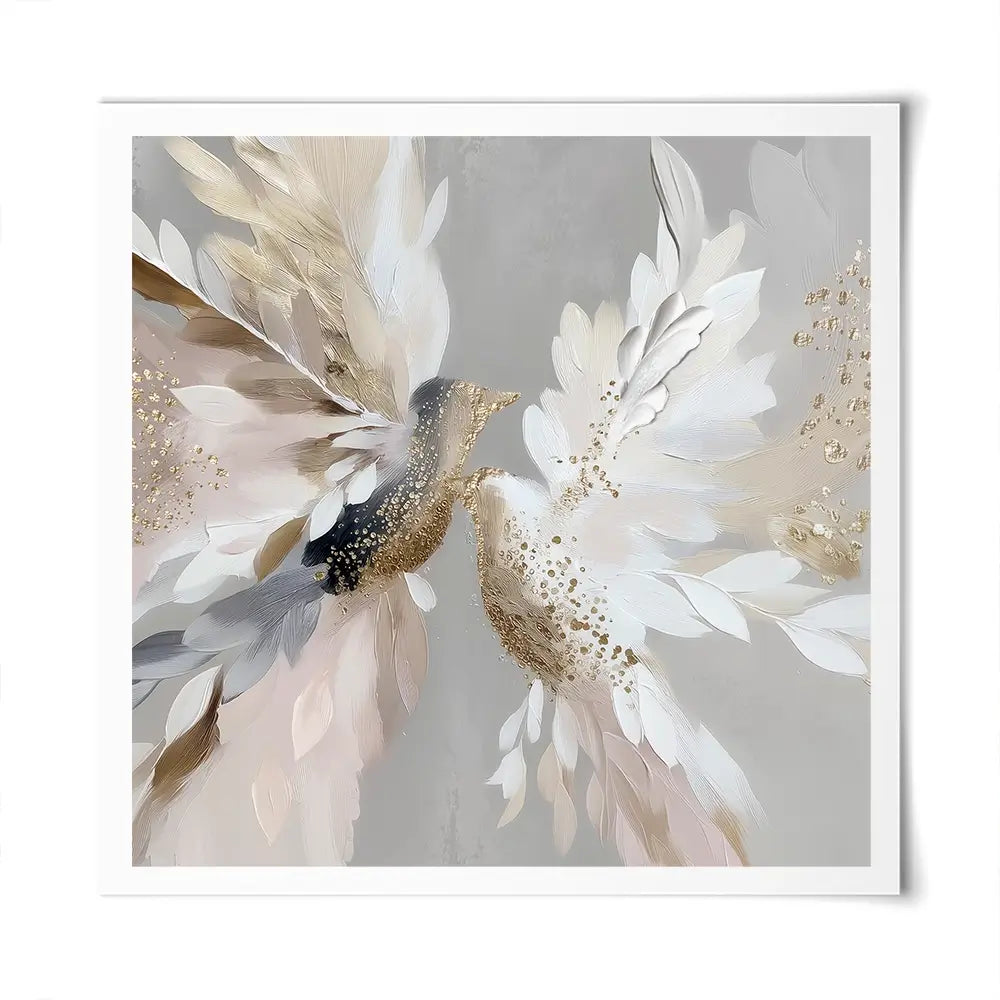 Doves In Bloom Square Art Print Doves In Bloom Square Art Print wall art product Bella Eve