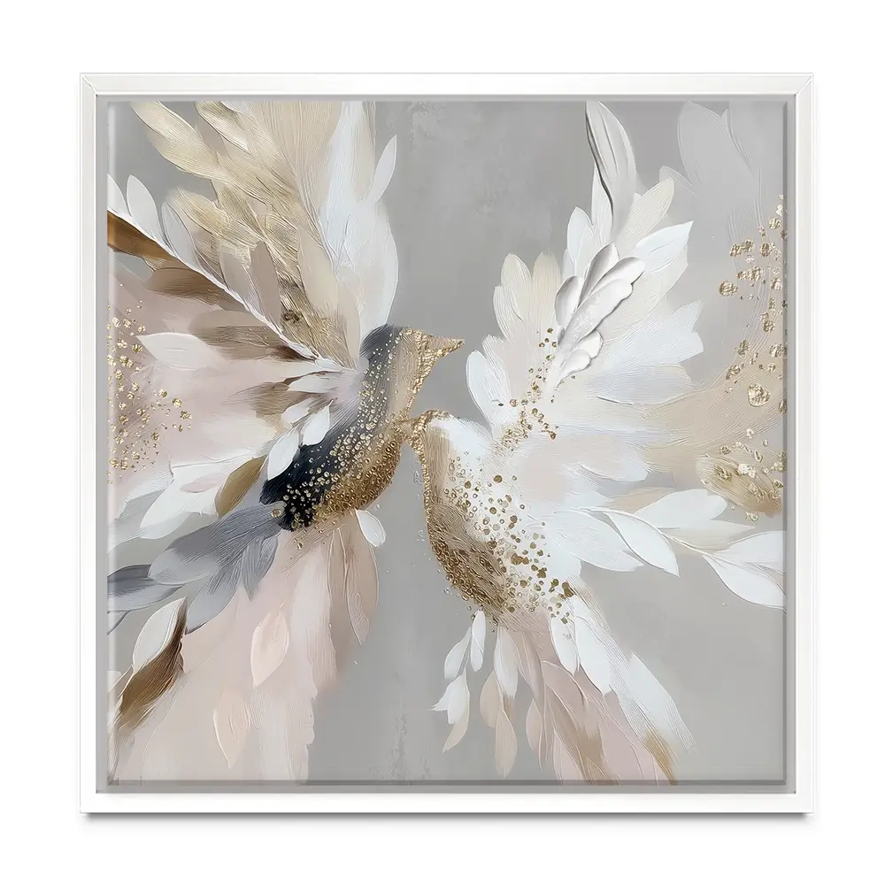 Doves In Bloom Square Canvas Print Doves In Bloom Square Canvas Print wall art product Bella Eve