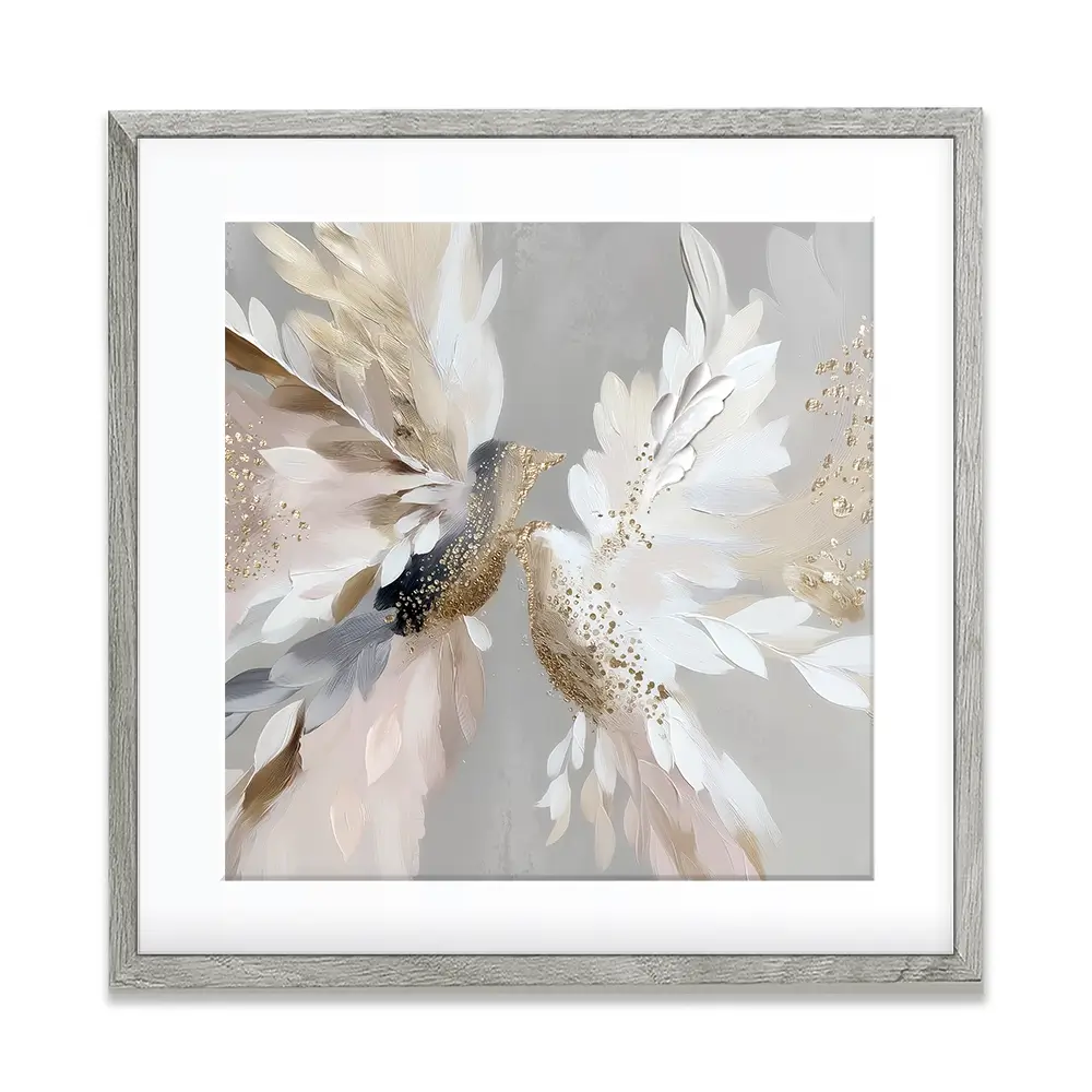 Doves In Bloom Square Framed Art Print Doves In Bloom Square Framed Art Print wall art product Bella Eve