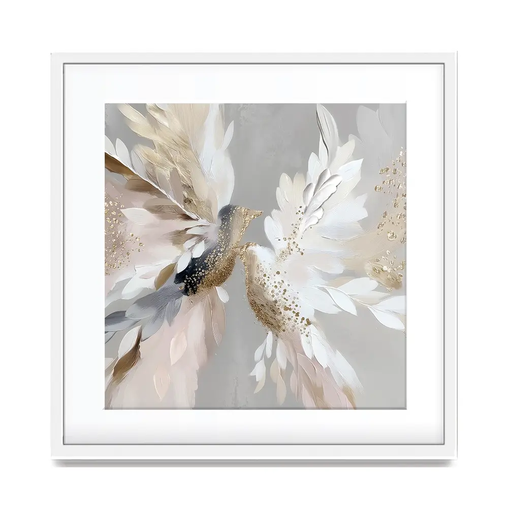 Doves In Bloom Square Framed Art Print Doves In Bloom Square Framed Art Print wall art product Bella Eve