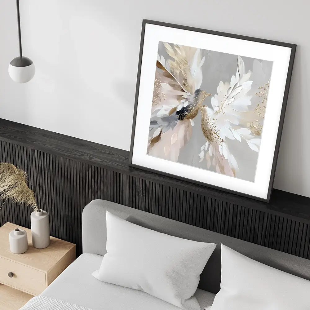 Doves In Bloom Square Framed Art Print Doves In Bloom Square Framed Art Print wall art product Bella Eve