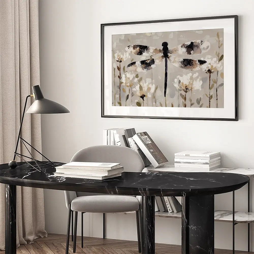 Dragonfly Meadow Hover Framed Art Print Dragonfly Meadow Hover Framed Art Print wall art product Chromatic Storm Studio
