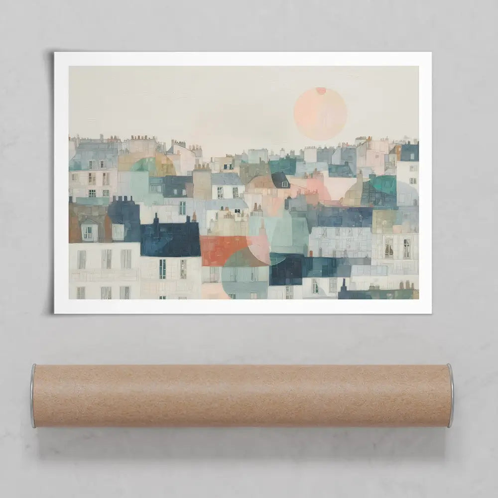 Dreamy Parisian Rooftops Art Print Dreamy Parisian Rooftops Art Print wall art product Chromatic Storm Studio