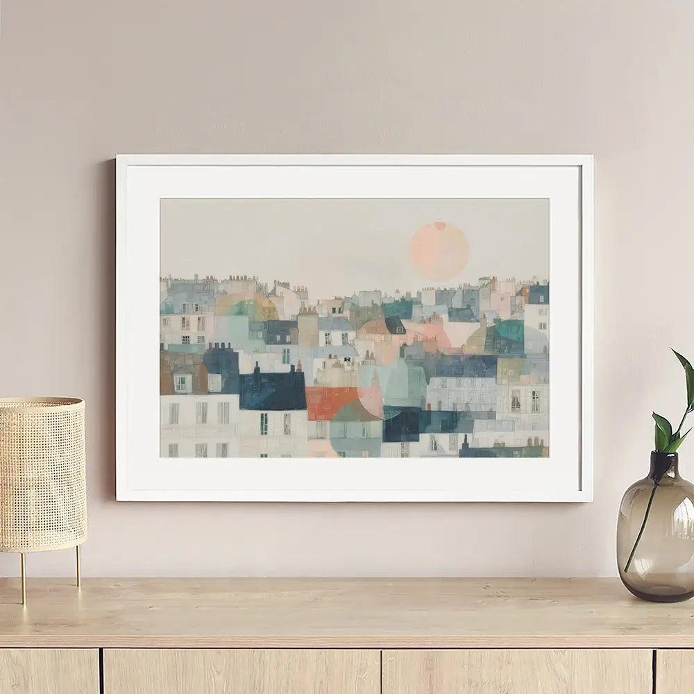 Dreamy Parisian Rooftops Framed Art Print Dreamy Parisian Rooftops Framed Art Print wall art product Chromatic Storm Studio