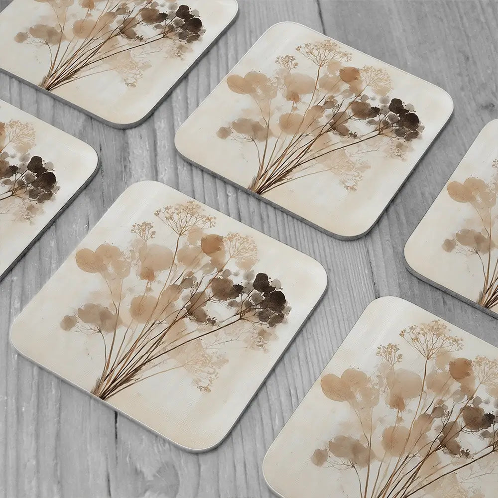 Dried Florals Coaster Set Dried Florals Coaster Set wall art product Chromatic Storm Studio