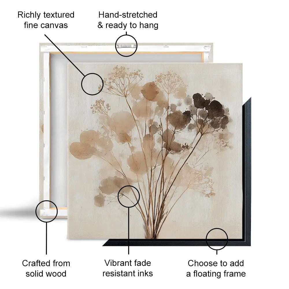Dried Florals Square Canvas Print Dried Florals Square Canvas Print wall art product Chromatic Storm Studio