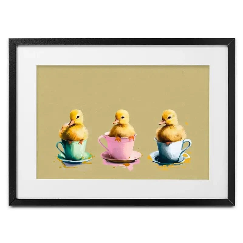 Ducklings In Cups Framed Art Print Ducklings In Cups Framed Art Print wall art product Svetlana Aleynikova