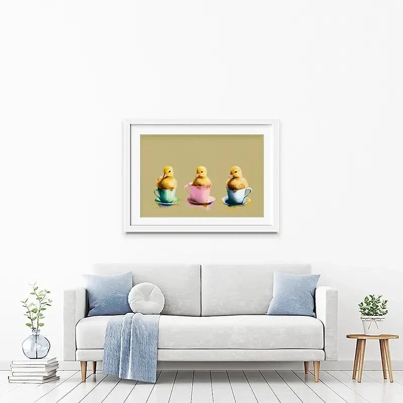Ducklings In Cups Framed Art Print Ducklings In Cups Framed Art Print wall art product Svetlana Aleynikova