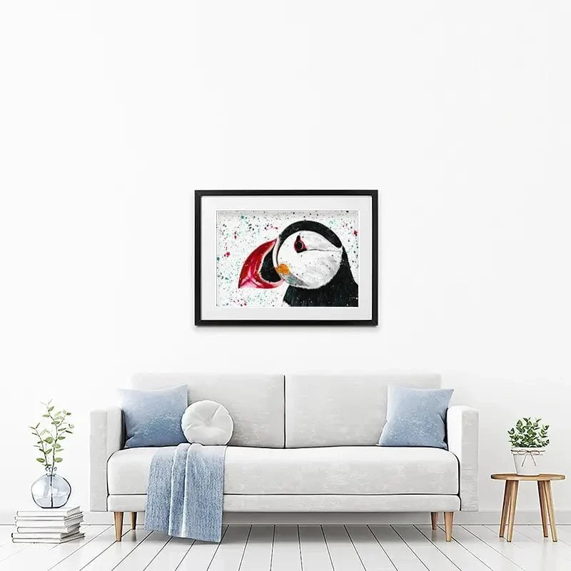 Duke The Puffin Framed Art Print Duke The Puffin Framed Art Print wall art product Emma LC Art